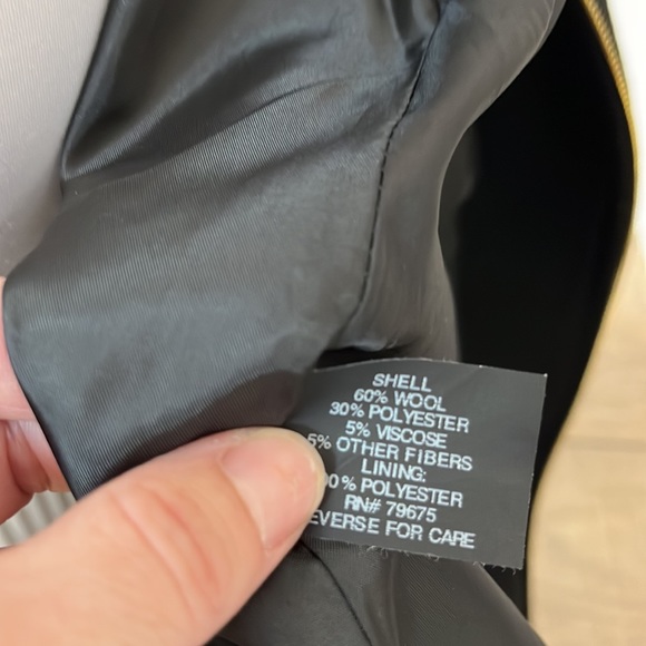 Michael Kors Black and Gold Wool Jacket Removable Hood Zipper Pockets XL - Picture 9 of 12